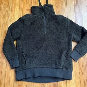 Athleta Fleece Womens XS Talus Sherpa Half Zip Green Fluffy 486996